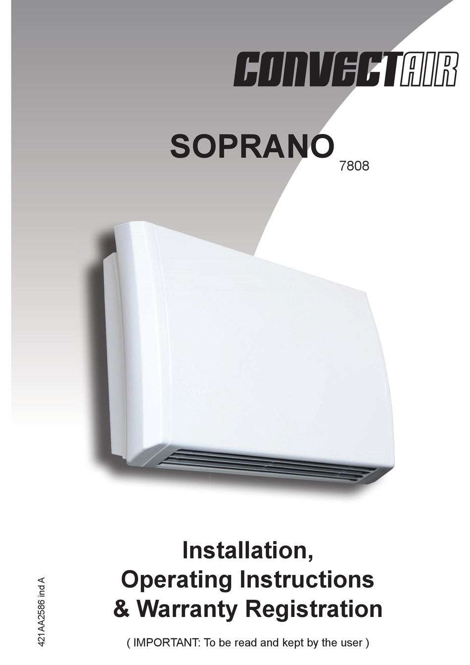 CONVECTAIR SOPRANO HEATER INSTALLATION OPERATING INSTRUCTIONS 