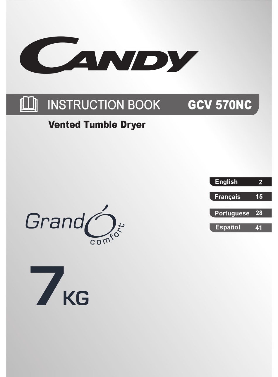 CANDY GCV 570NC DRYER INSTRUCTION BOOK ManualsLib