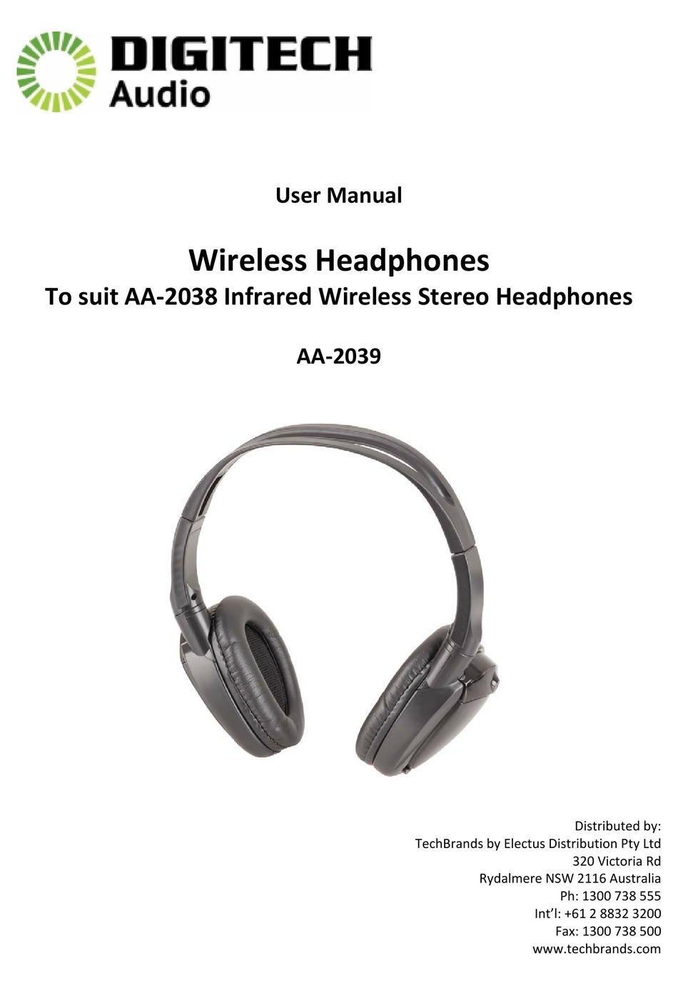 DIGITECH AUDIO AA-2039 WIRELESS HEADPHONES USER MANUAL | ManualsLib