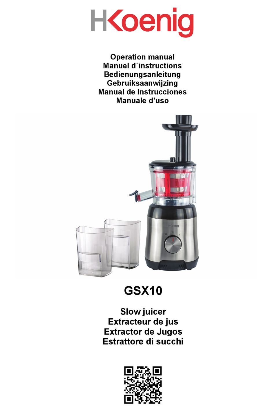 HKOENIG GSX10 JUICER OPERATION MANUAL | ManualsLib