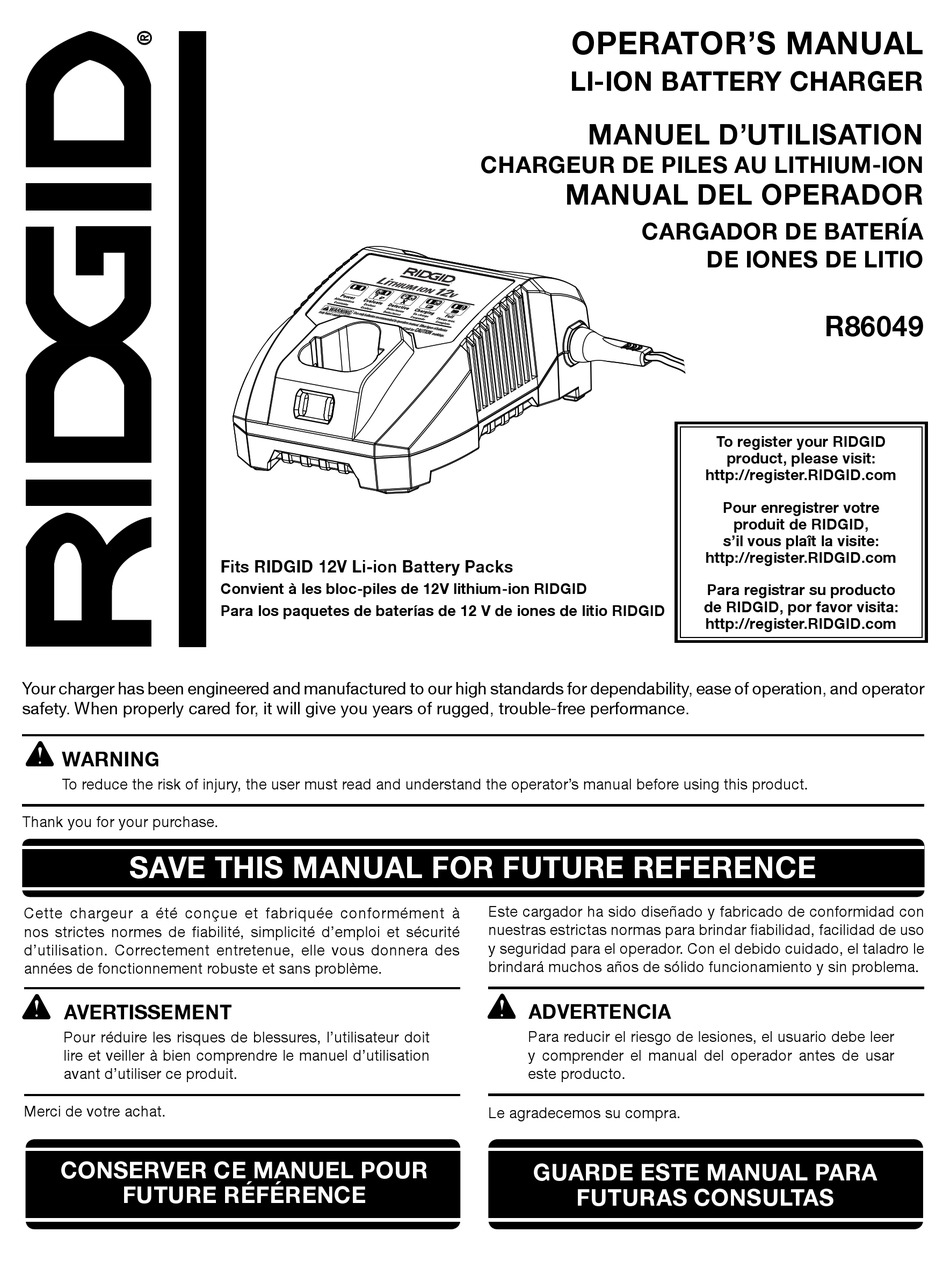 RIDGID R86049 OPERATOR'S MANUAL Pdf Download | ManualsLib