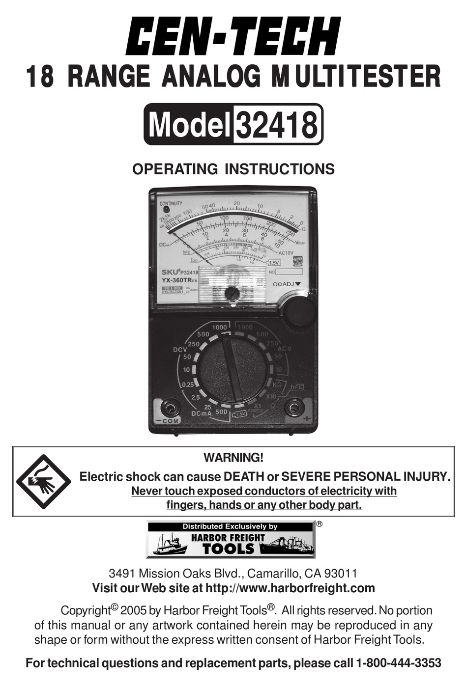 CEN-TECH 32418 MULTIMETER OPERATING INSTRUCTIONS MANUAL | ManualsLib