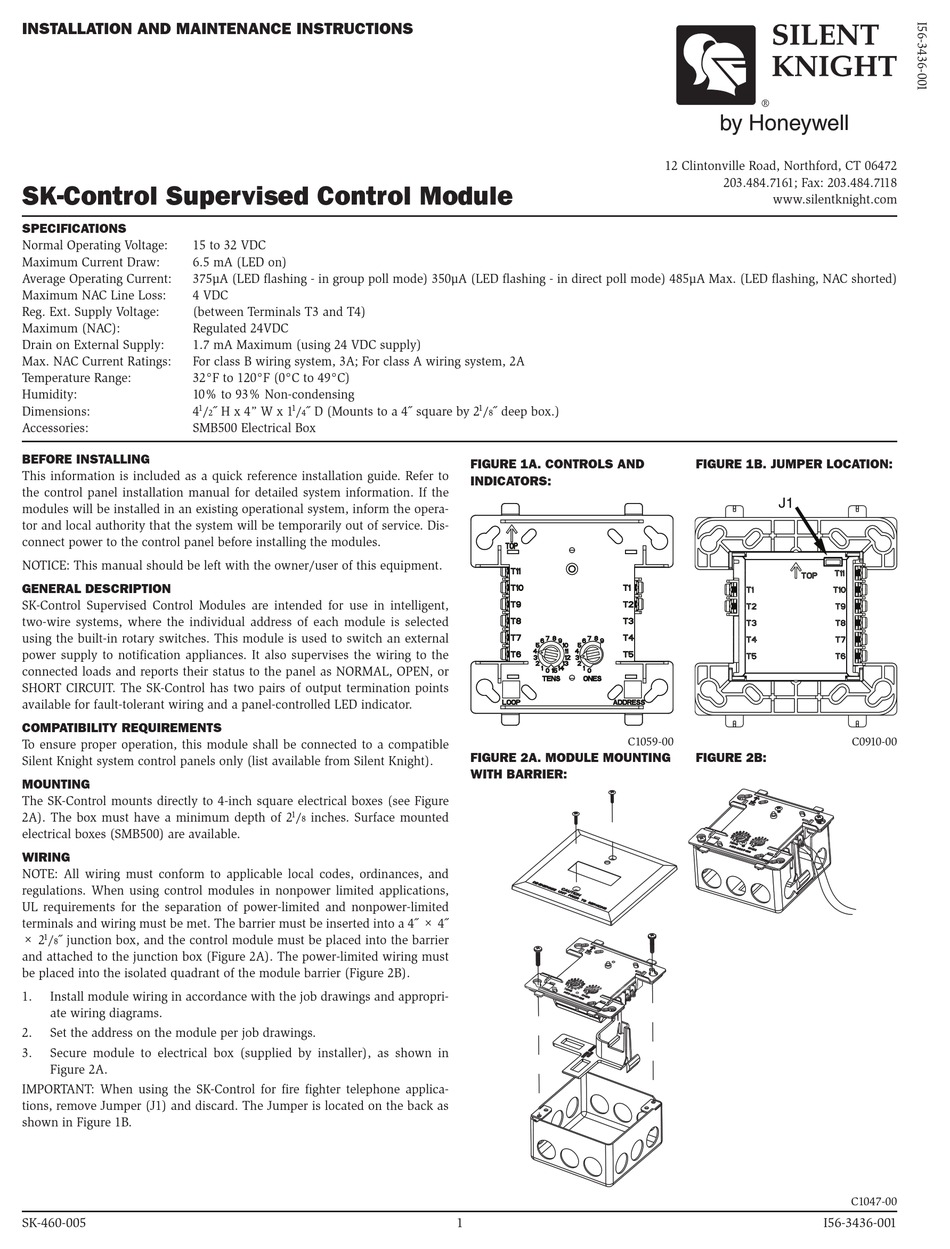 Silent Knight Sk Control Controller Installation And Maintenance Instructions Manualslib