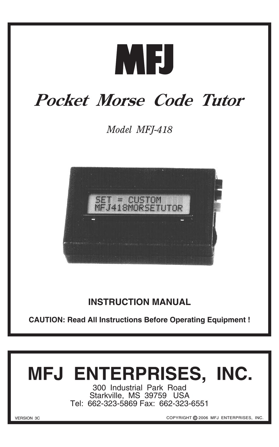 MFJ -418 INSTRUCTION MANUAL Pdf Download | ManualsLib