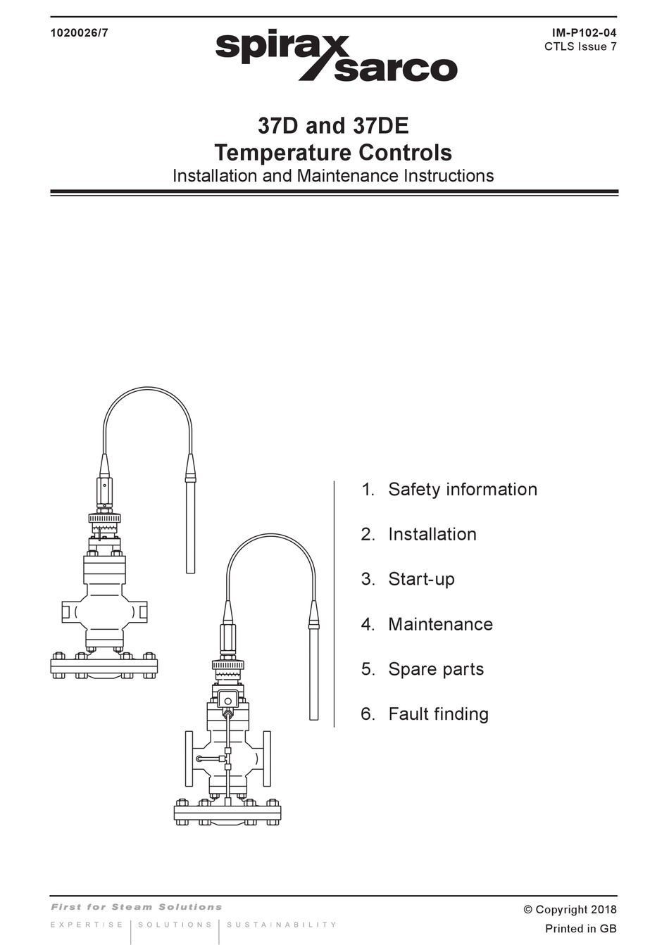 SPIRAX SARCO 37D TEMPERATURE CONTROLLER INSTALLATION AND MAINTENANCE
