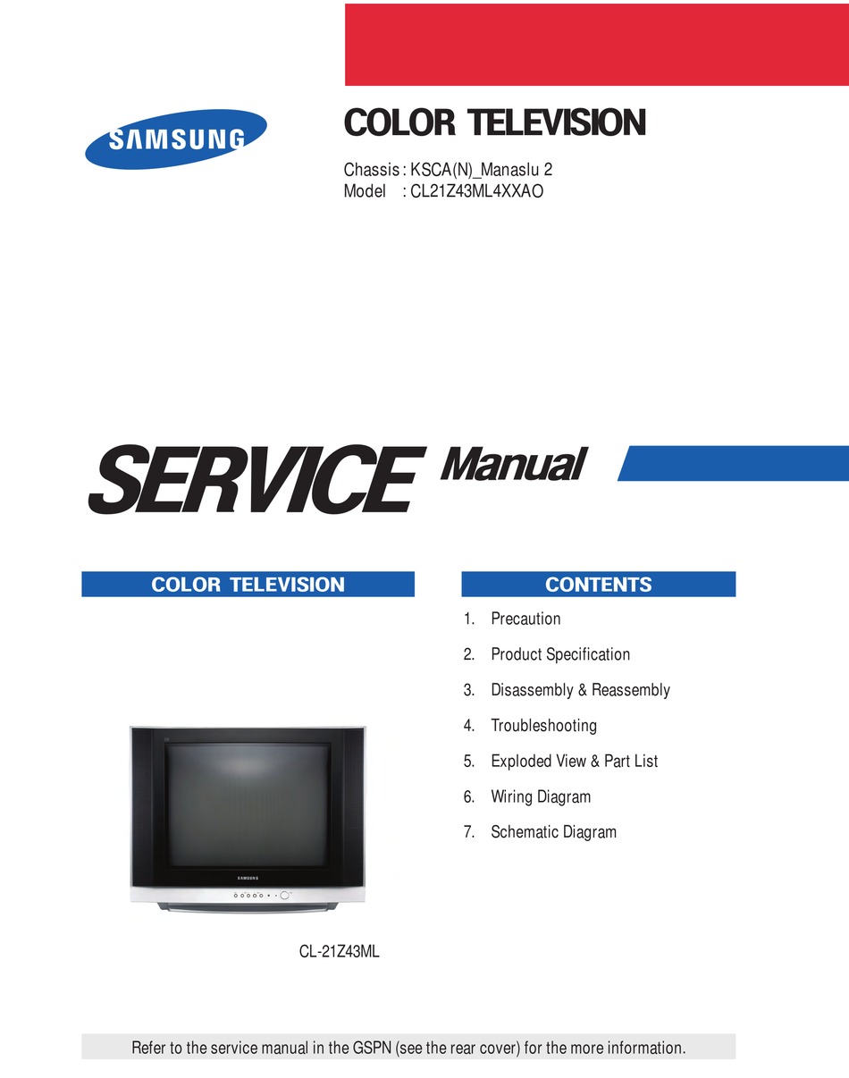 SAMSUNG CL-21Z43ML TV SERVICE MANUAL | ManualsLib