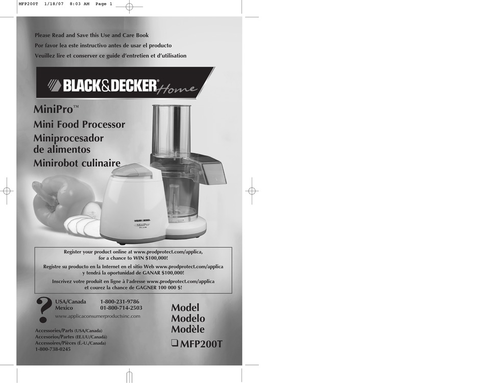 REPLACEMENT PARTS Black & Decker Mini Pro Plus Food Processor MFP200 MFP200T