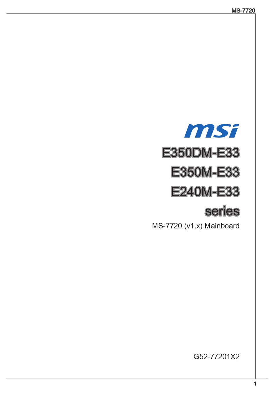 Msi E350dm E33 Series Manual Pdf Download Manualslib