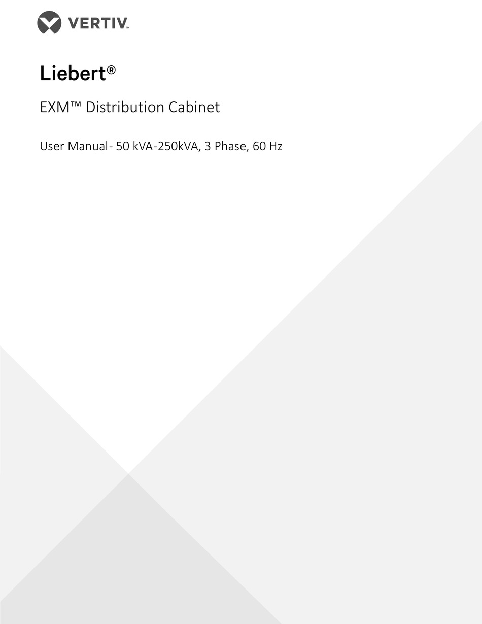 LIEBERT EXM DISTRIBUTION CABINET USER MANUAL Pdf Download | ManualsLib