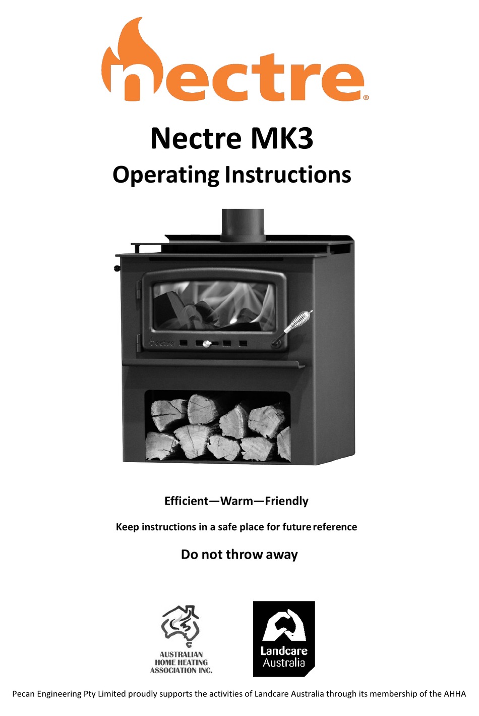 NECTRE FIREPLACES MK3 INDOOR FIREPLACE OPERATING INSTRUCTIONS MANUAL