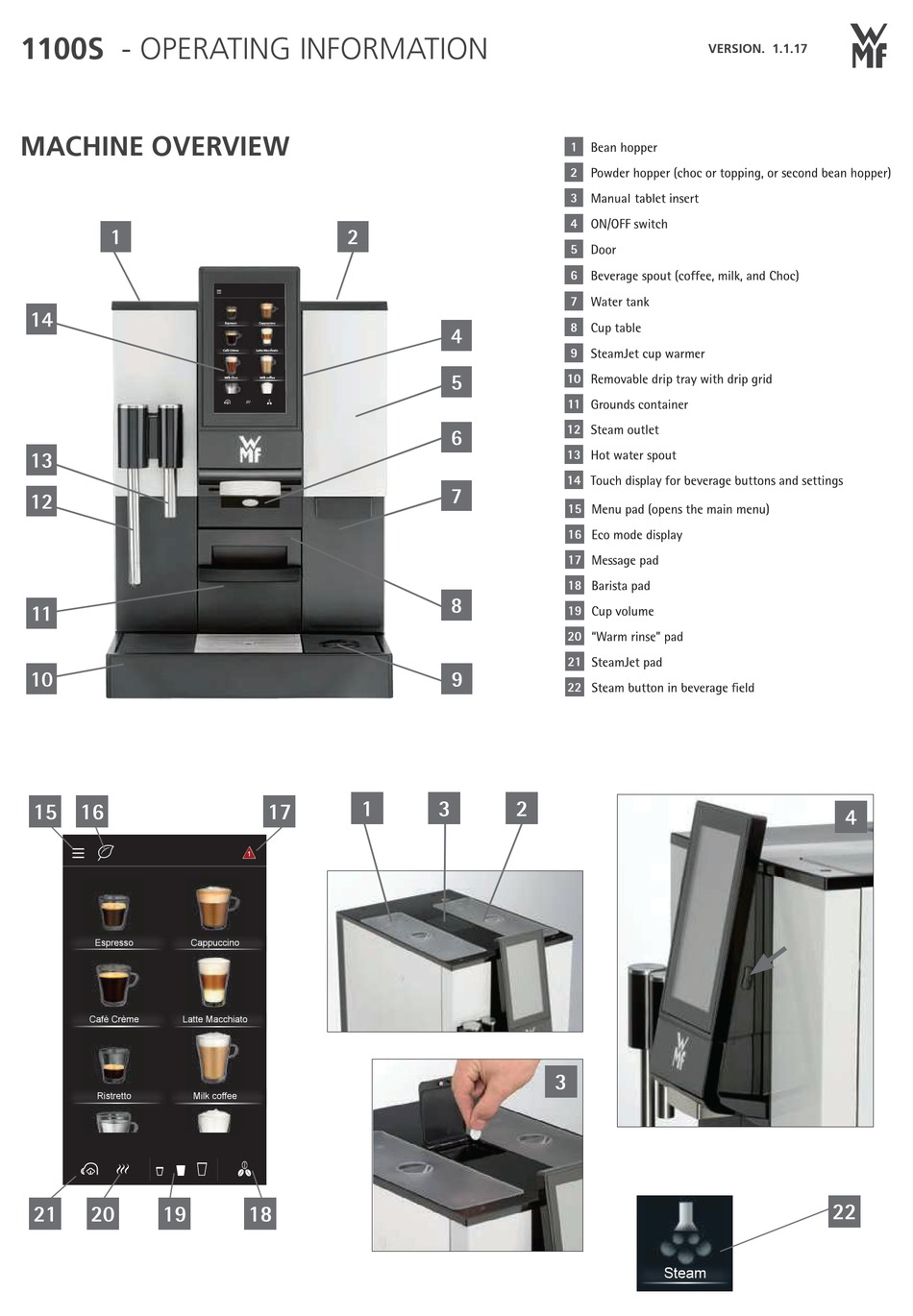 WMF 1100S COFFEE MAKER OPERATING INFORMATION MANUAL ManualsLib