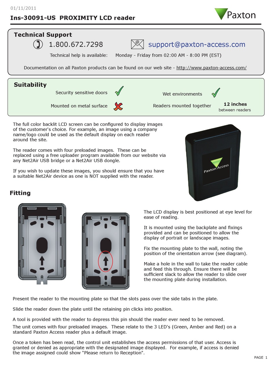 PAXTON PROXIMITY LCD READER IP ACCESS CONTROLLER INSTRUCTIONS MANUAL ManualsLib