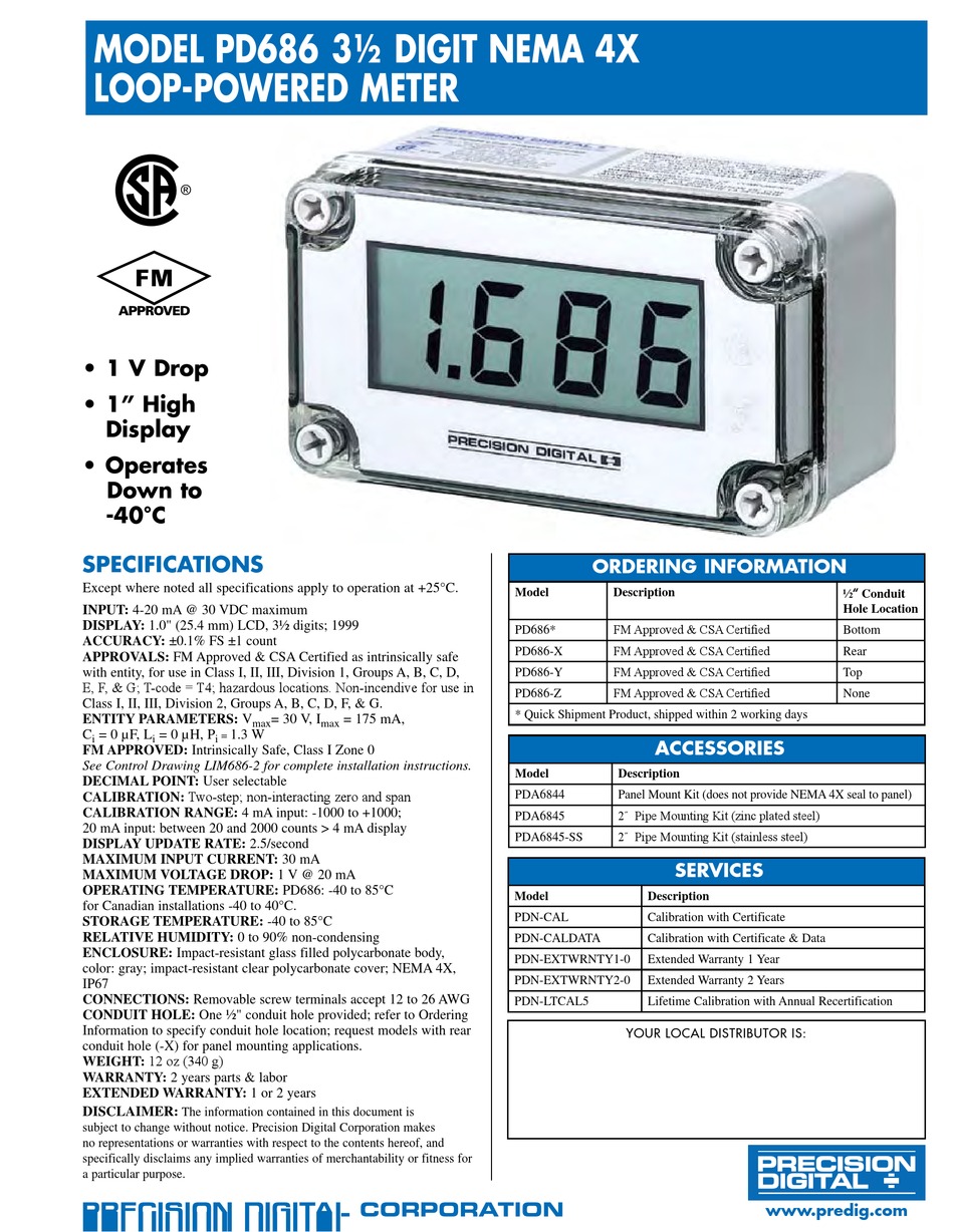 PRECISION DIGITAL PD686 MANUAL Pdf Download | ManualsLib