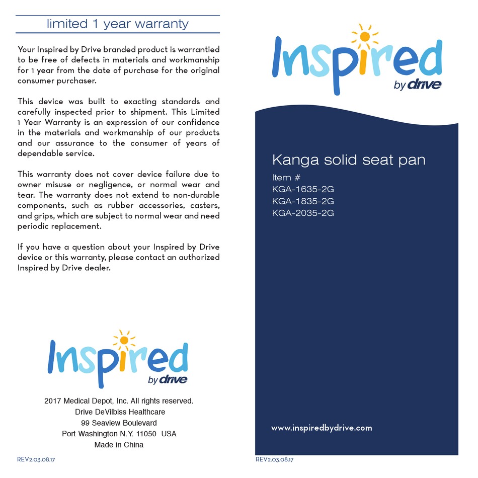 INSPIRED BY DRIVE KANGA KGA16352G WHEELCHAIR ASSEMBLY MANUAL ManualsLib