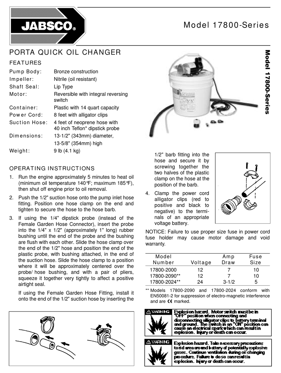 JABSCO 17800 SERIES WATER PUMP MANUAL ManualsLib