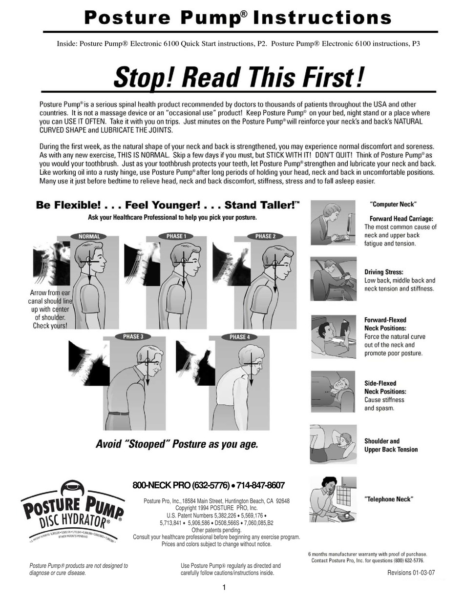 POSTURE PUMP 6100 INSTRUCTIONS Pdf Download ManualsLib