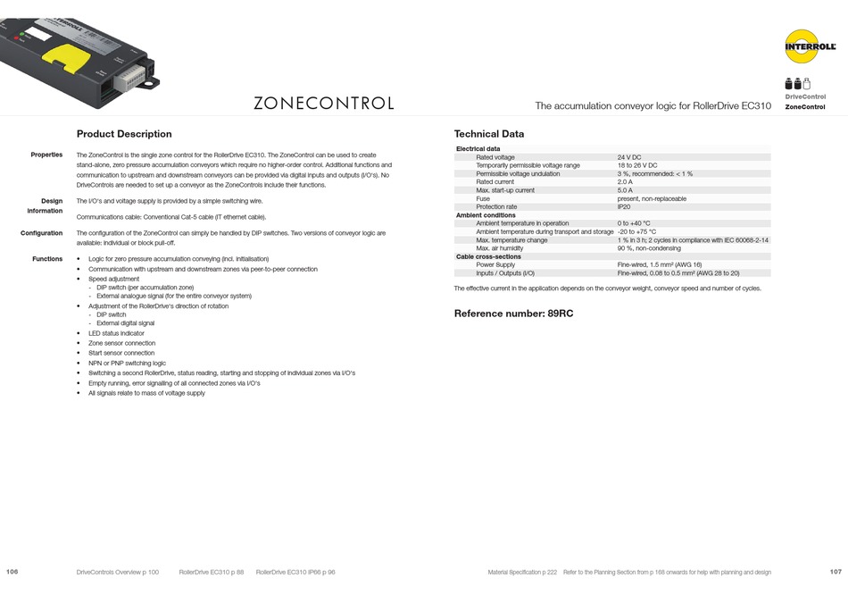 INTERROLL ROLLERDRIVE EC310 DC DRIVE TECHNICAL DATA ManualsLib