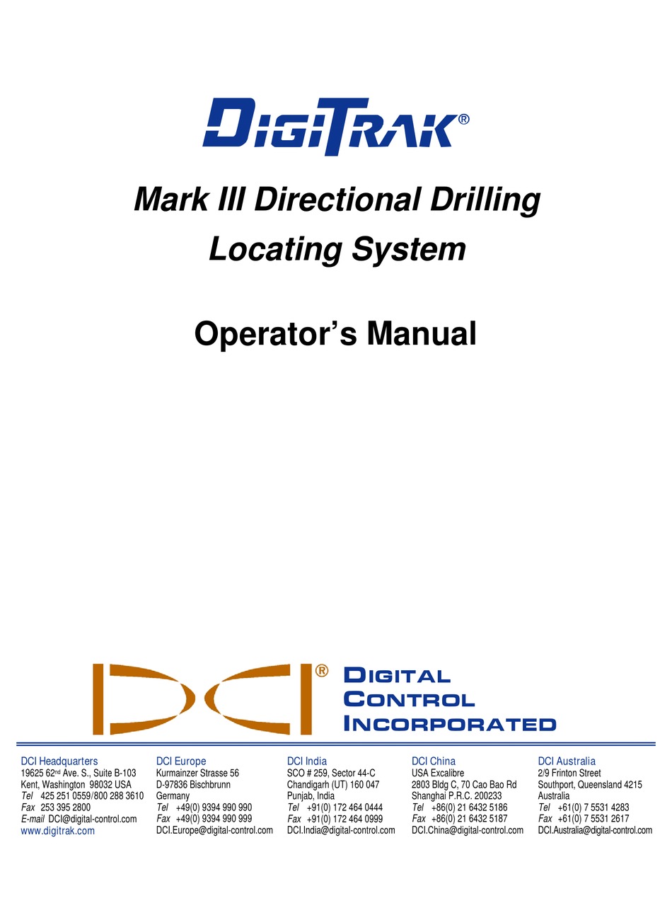 DCI DIGITRAK MARK III OPERATOR'S MANUAL Pdf Download ManualsLib