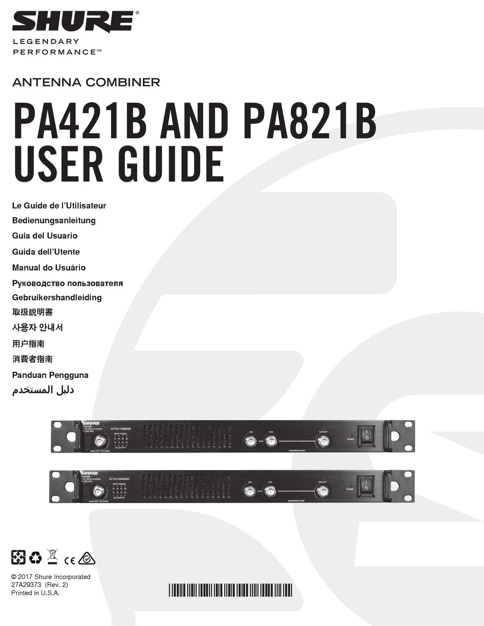 SHURE PA421B MICROPHONE SYSTEM USER MANUAL ManualsLib