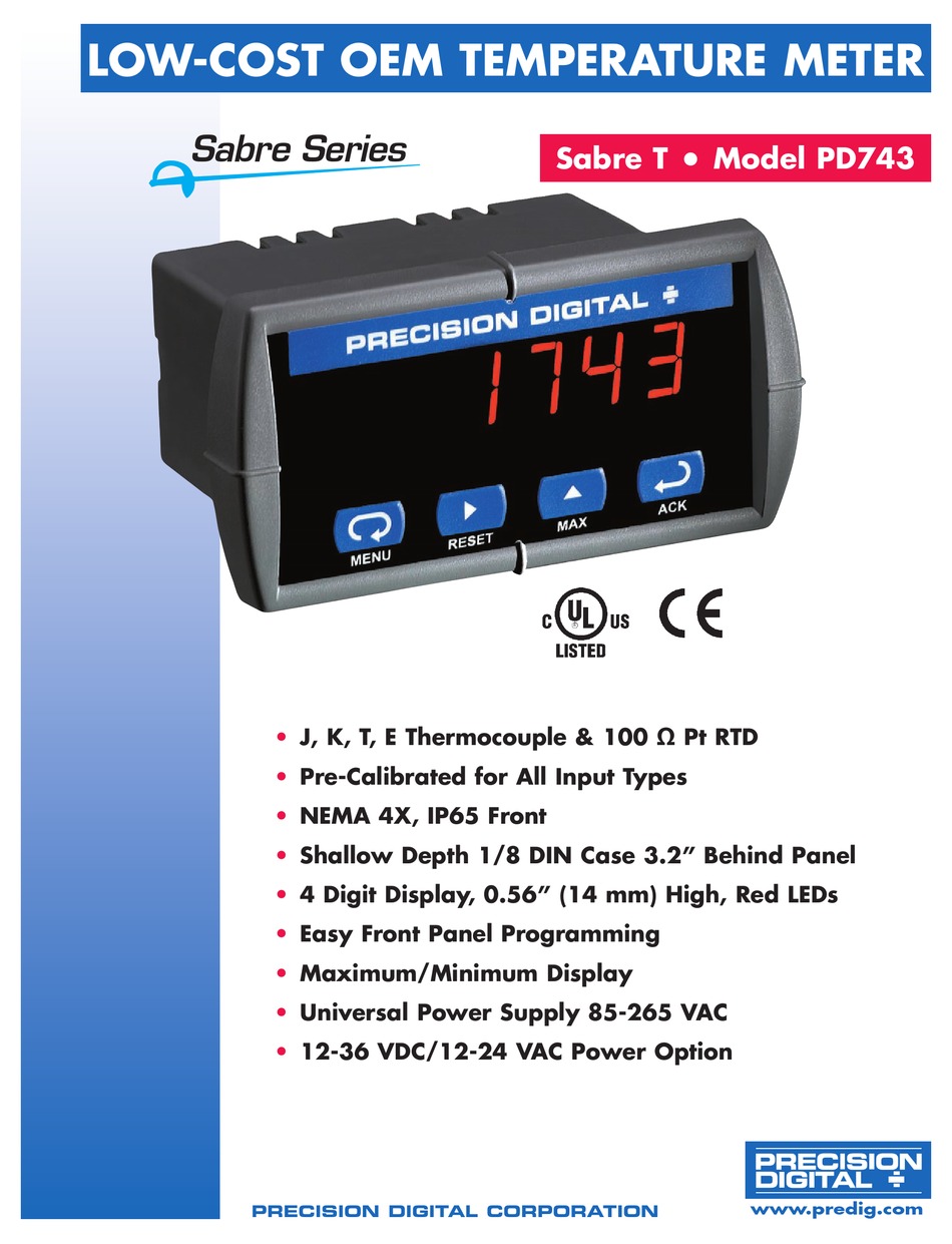 PRECISION DIGITAL SABRE T PD743 SPECIFICATION DATASHEET Pdf Download ...