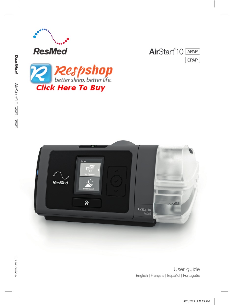RESMED AIRSTART 10 APAP USER MANUAL Pdf Download ManualsLib