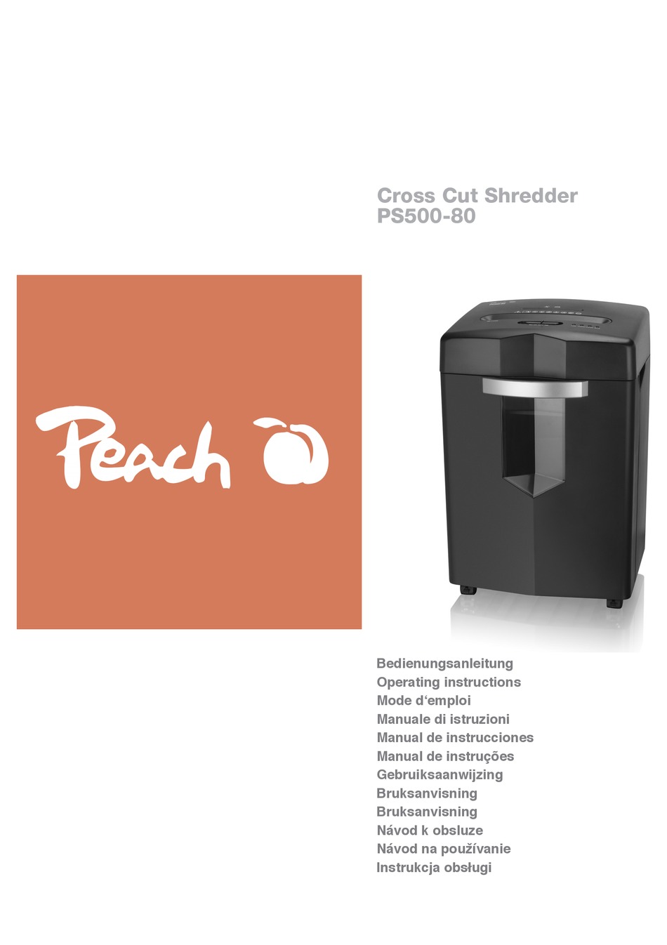 PEACH PS50080 PAPER SHREDDER OPERATING INSTRUCTIONS MANUAL ManualsLib
