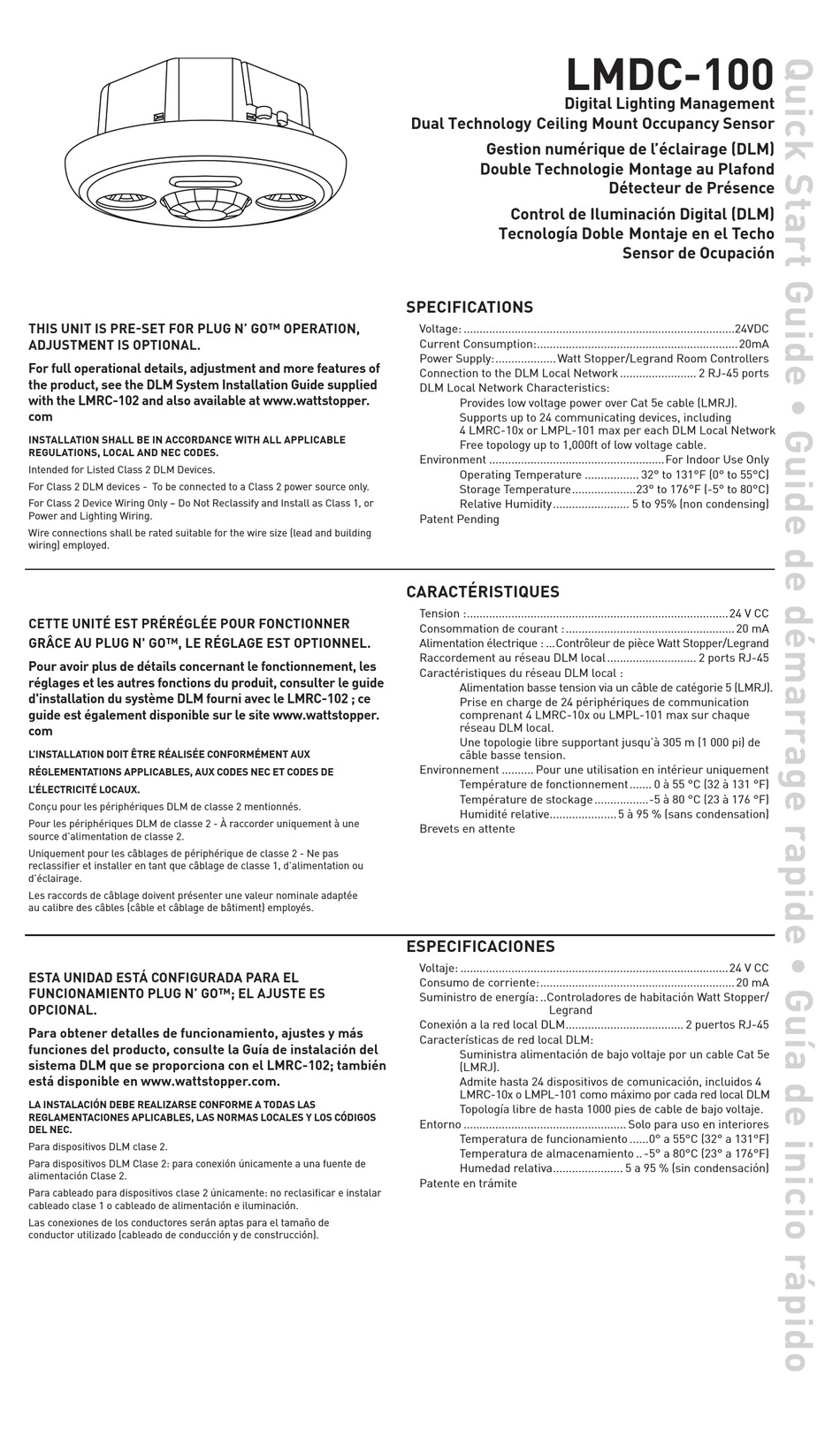 WATTSTOPPER LMDC100 QUICK START MANUAL Pdf Download ManualsLib