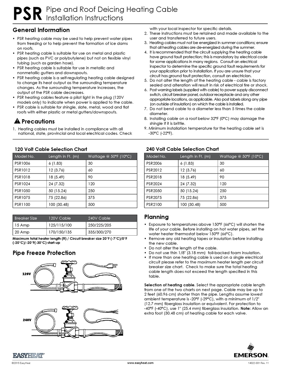 Easy Heat Easyheat PSR1006 roof de-Icing Cable