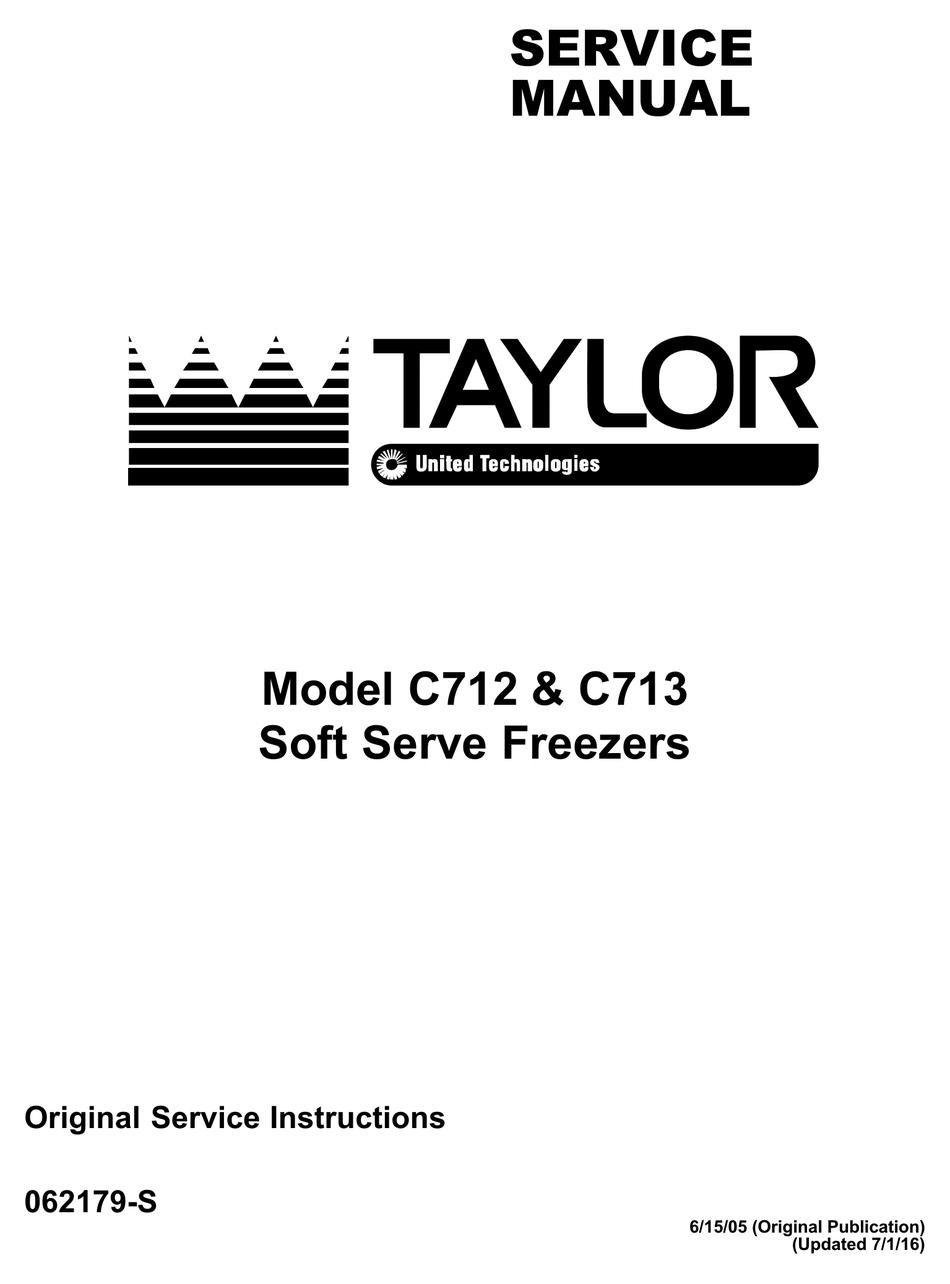 Taylor C712 Service Manual Pdf Download Manualslib
