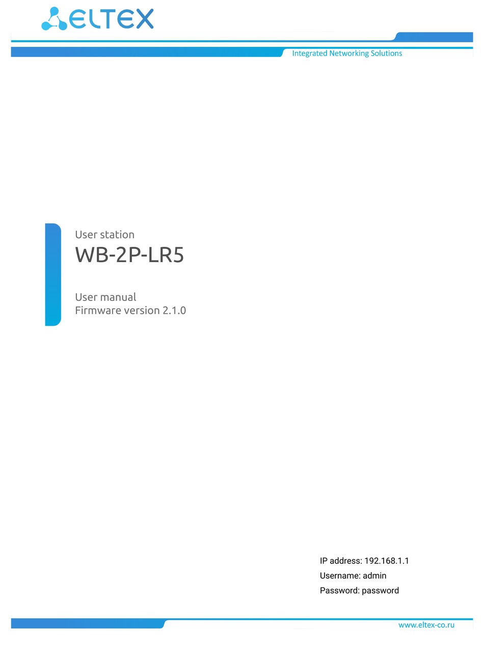 ELTEX WB-2P-LR5 WIRELESS ROUTER USER MANUAL | ManualsLib