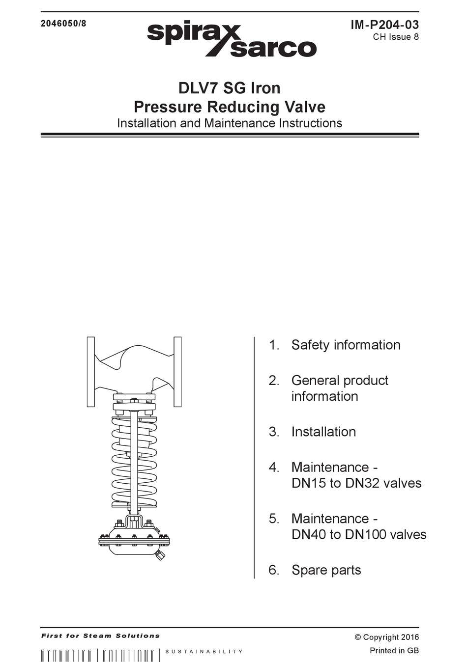 SPIRAX SARCO DLV7 INSTALLATION AND MAINTENANCE INSTRUCTIONS MANUAL Pdf