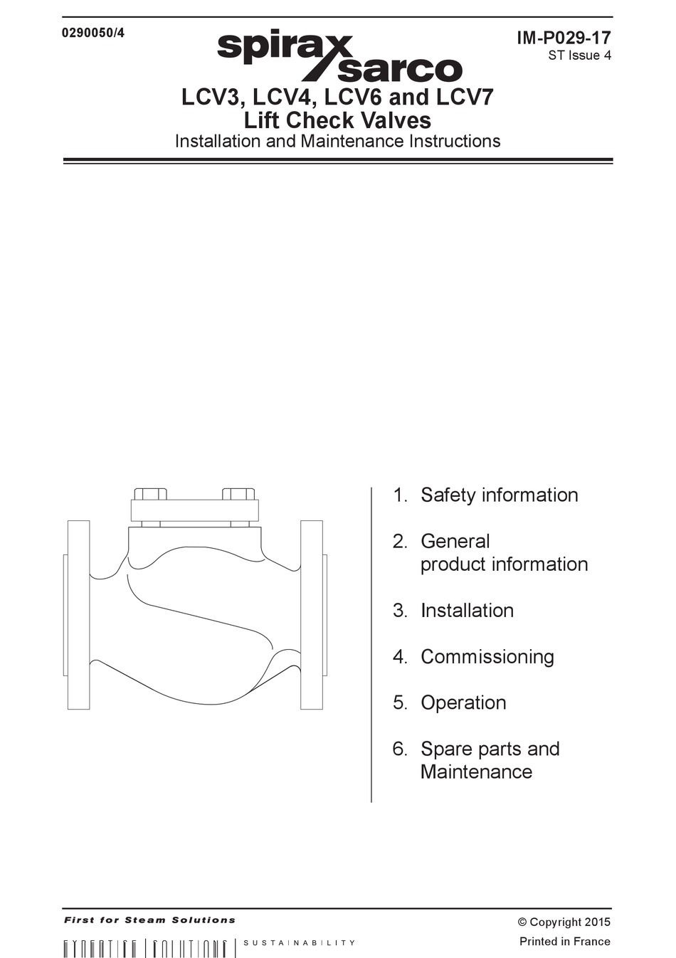 SPIRAX SARCO LCV6 INSTALLATION AND MAINTENANCE INSTRUCTIONS MANUAL Pdf