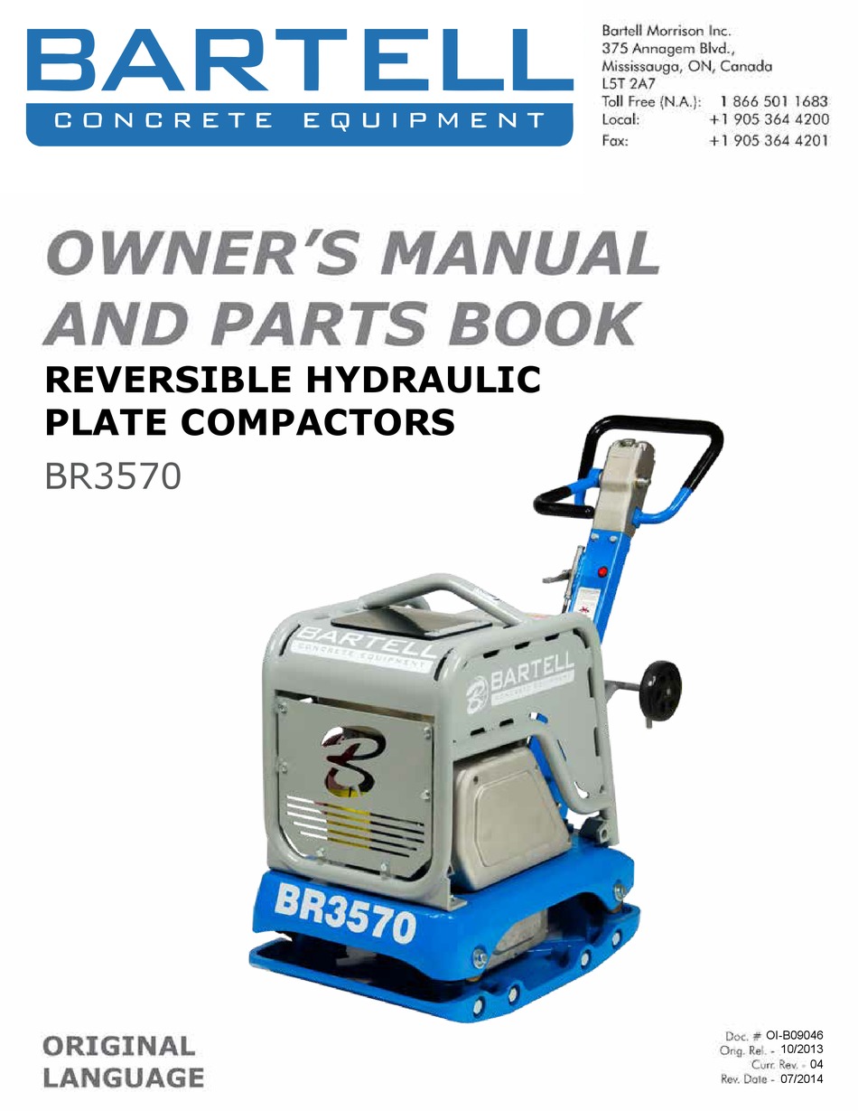 BARTELL BR3570 POWER TOOL OWNER