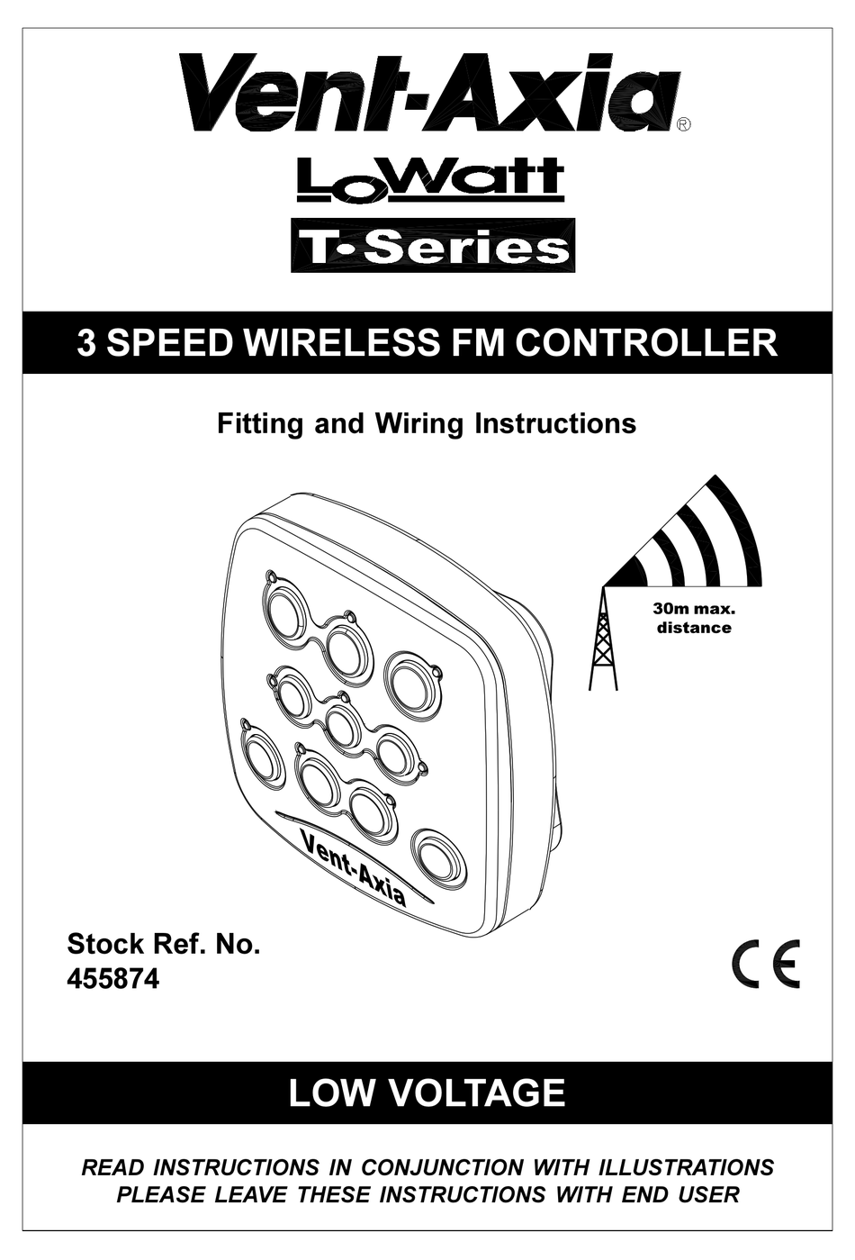 VENTAXIA LOWATT T SERIES CONTROLLER FITTING AND WIRING INSTRUCTIONS