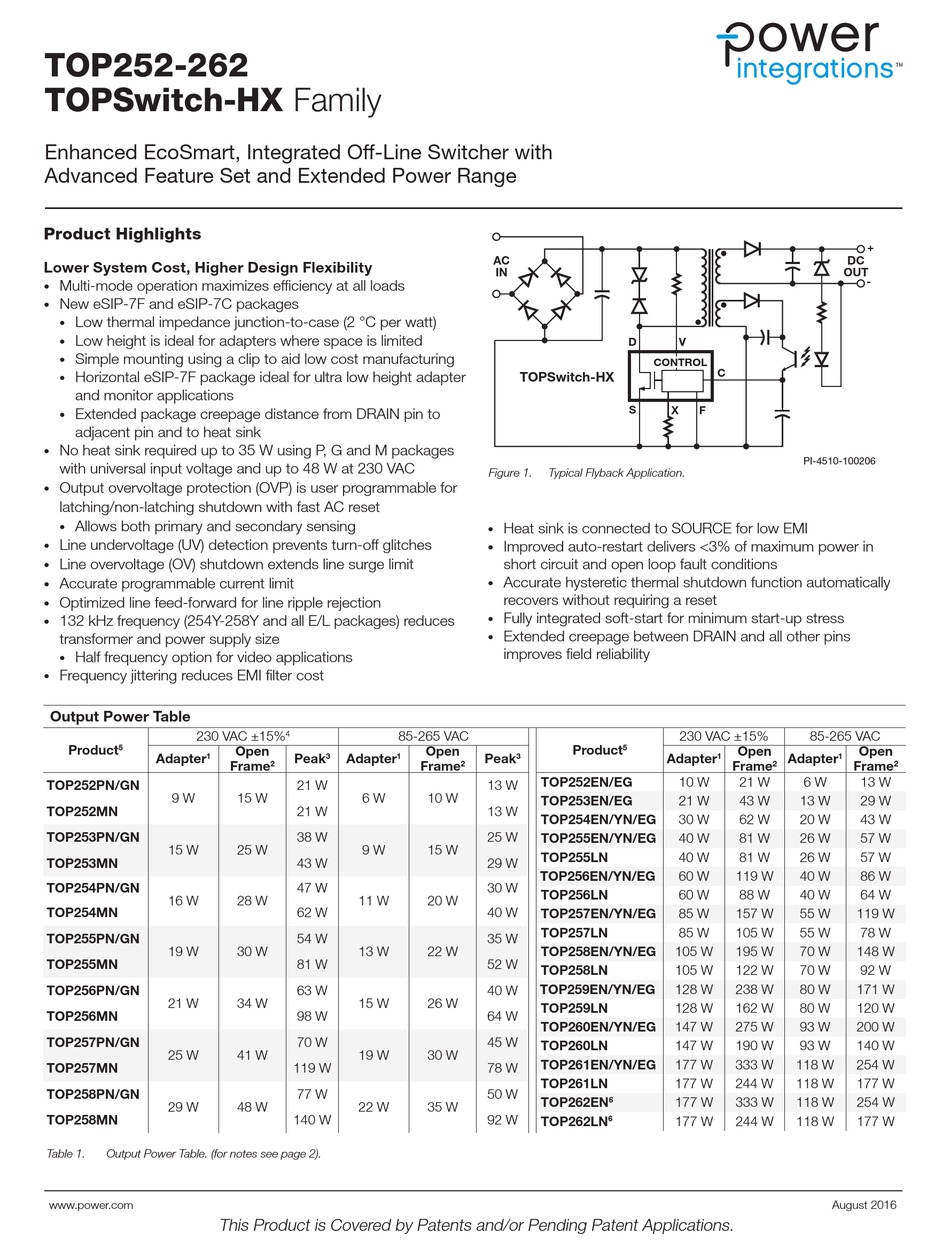 POWER INTEGRATIONS TOPSWITCHHX SERIES SWITCH MANUAL ManualsLib