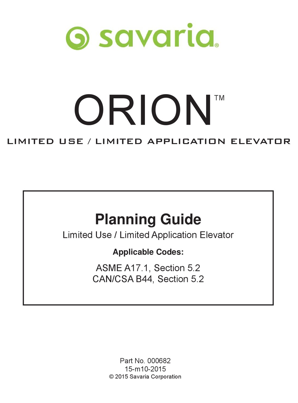 SAVARIA ORION PLANNING MANUAL Pdf Download | ManualsLib