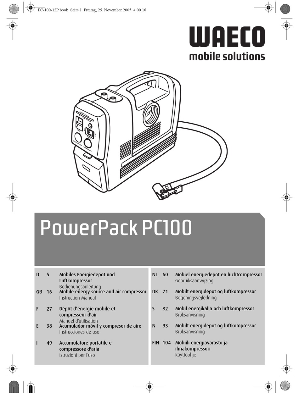 WAECO POWERPACK PC100 POWER PACK INSTRUCTION MANUAL ManualsLib