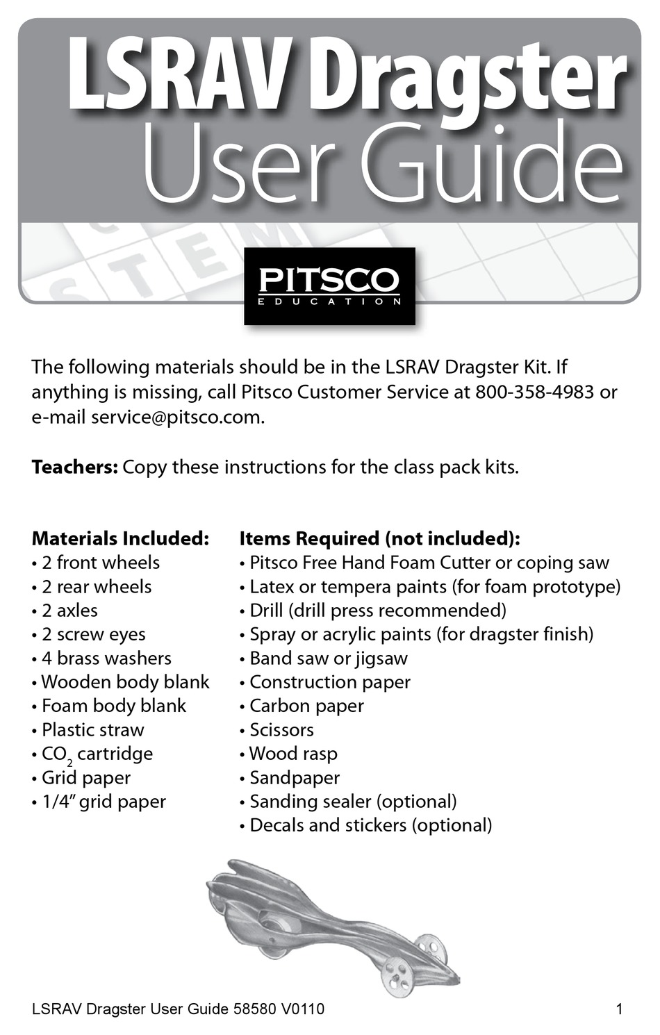 PITSCO LSRAV DRAGSTER KIT USER MANUAL Pdf Download ManuaLib
