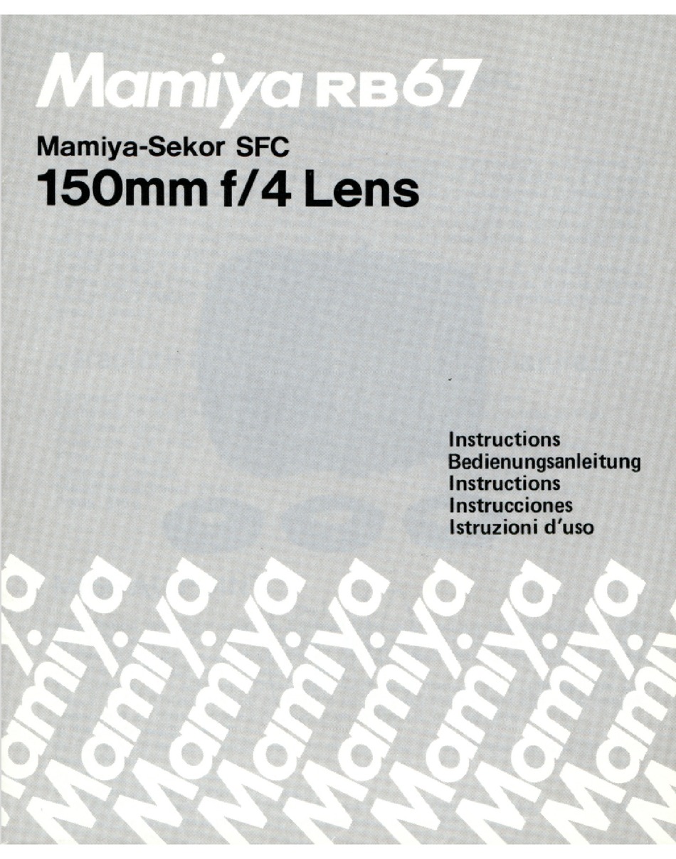 MAMIYA SEKOR SFC 150MM F 4 CAMERA LENS INSTRUCTIONS ManualsLib