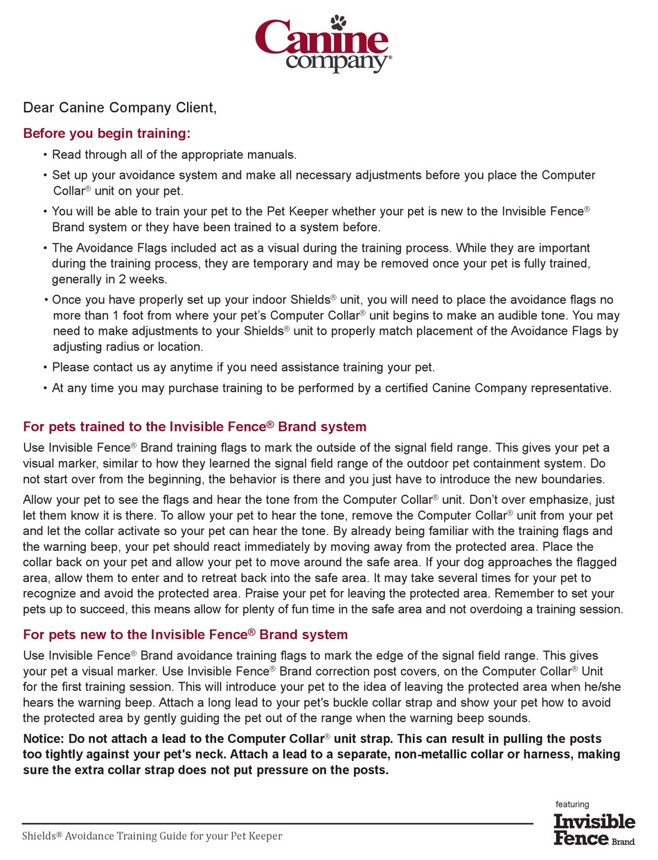 INVISIBLE FENCE SHIELDS TRAINING MANUAL Pdf Download | ManualsLib