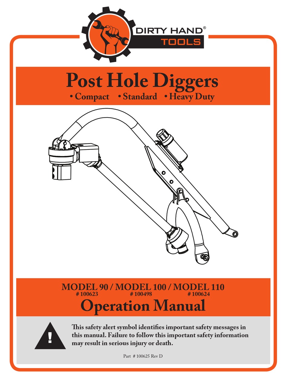 Dirty Hand Tools 100498 Model 100 Three-point Hitch Post Hole Digger For 6-12 Augers 