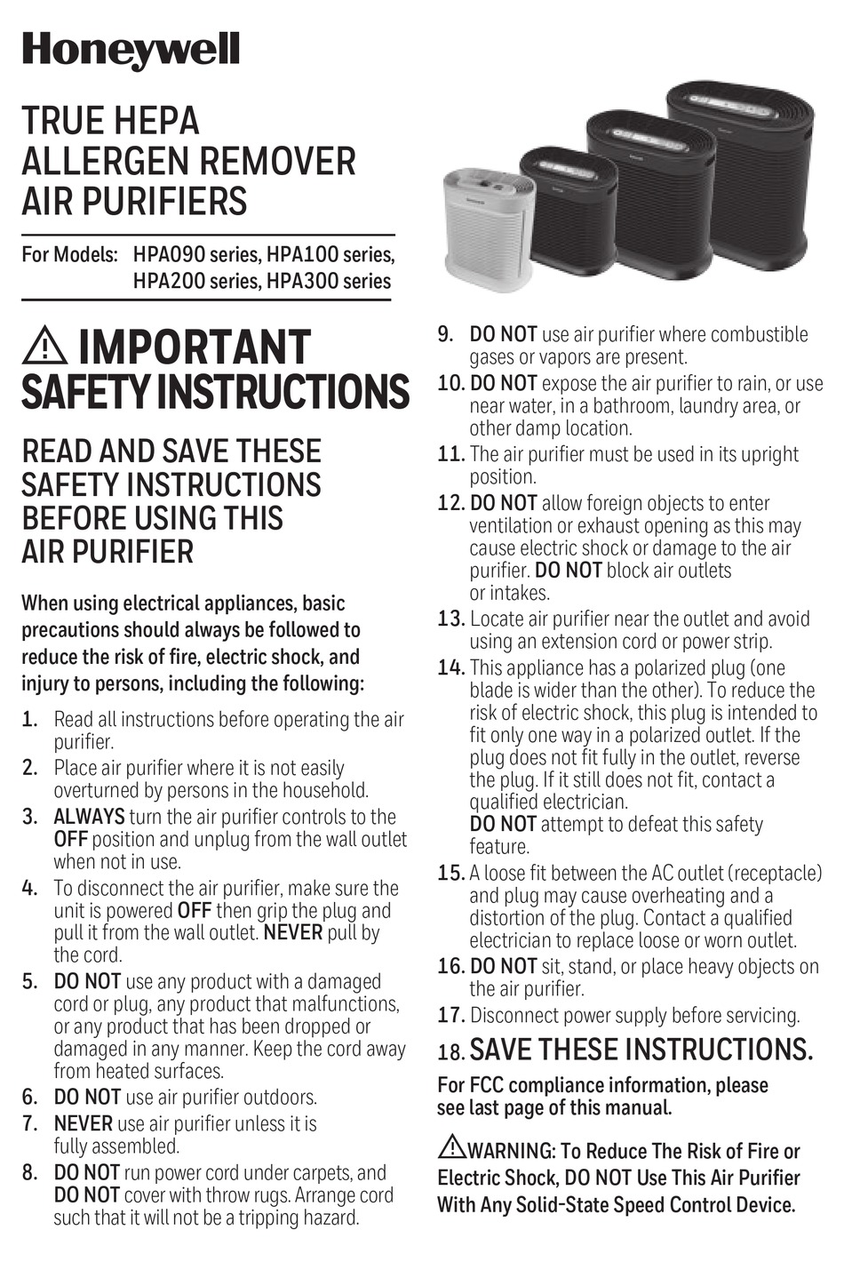 HONEYWELL HPA090 SERIES MANUAL Pdf Download | ManualsLib