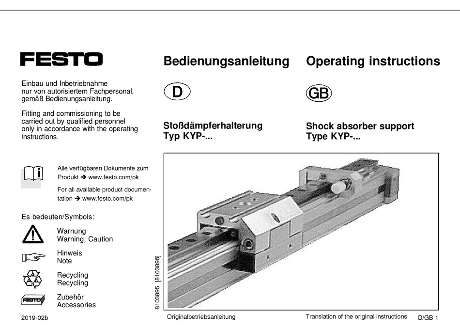 FESTO KYP SERIES OPERATING INSTRUCTIONS MANUAL Pdf Download | ManualsLib