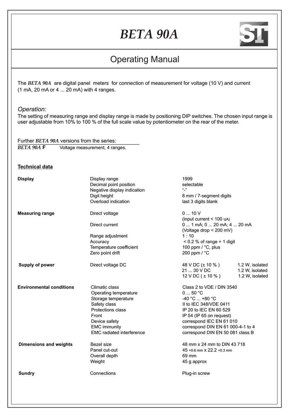 Sifam Tinsley Beta 90a Operating Manual Pdf Download Manualslib