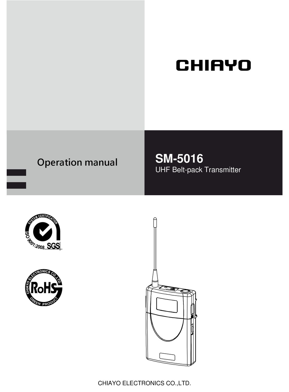 CHIAYO SM 5016 TRANSMITTER OPERATION MANUAL ManualsLib