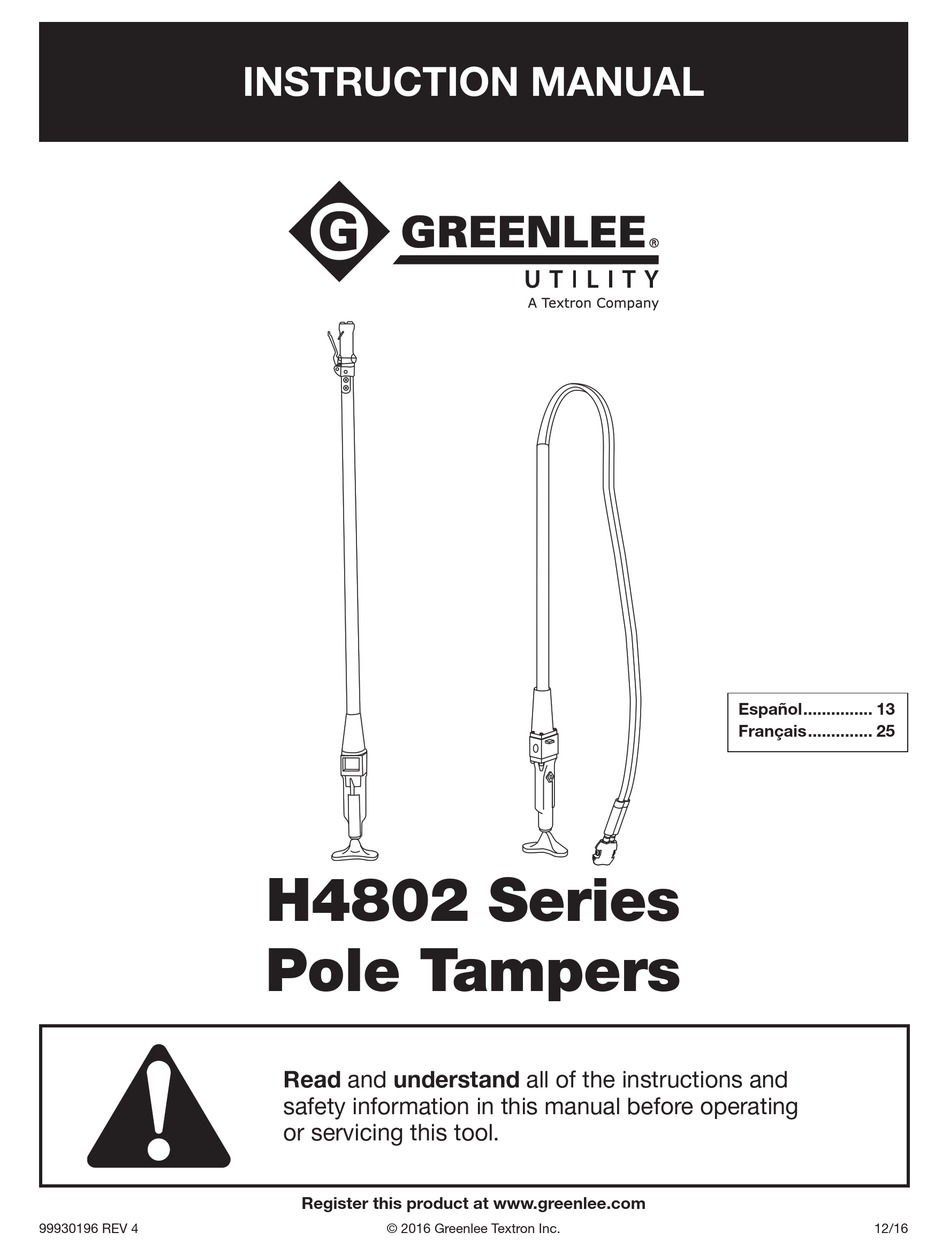 GREENLEE H4802 SERIES INSTRUCTION MANUAL Pdf Download | ManualsLib
