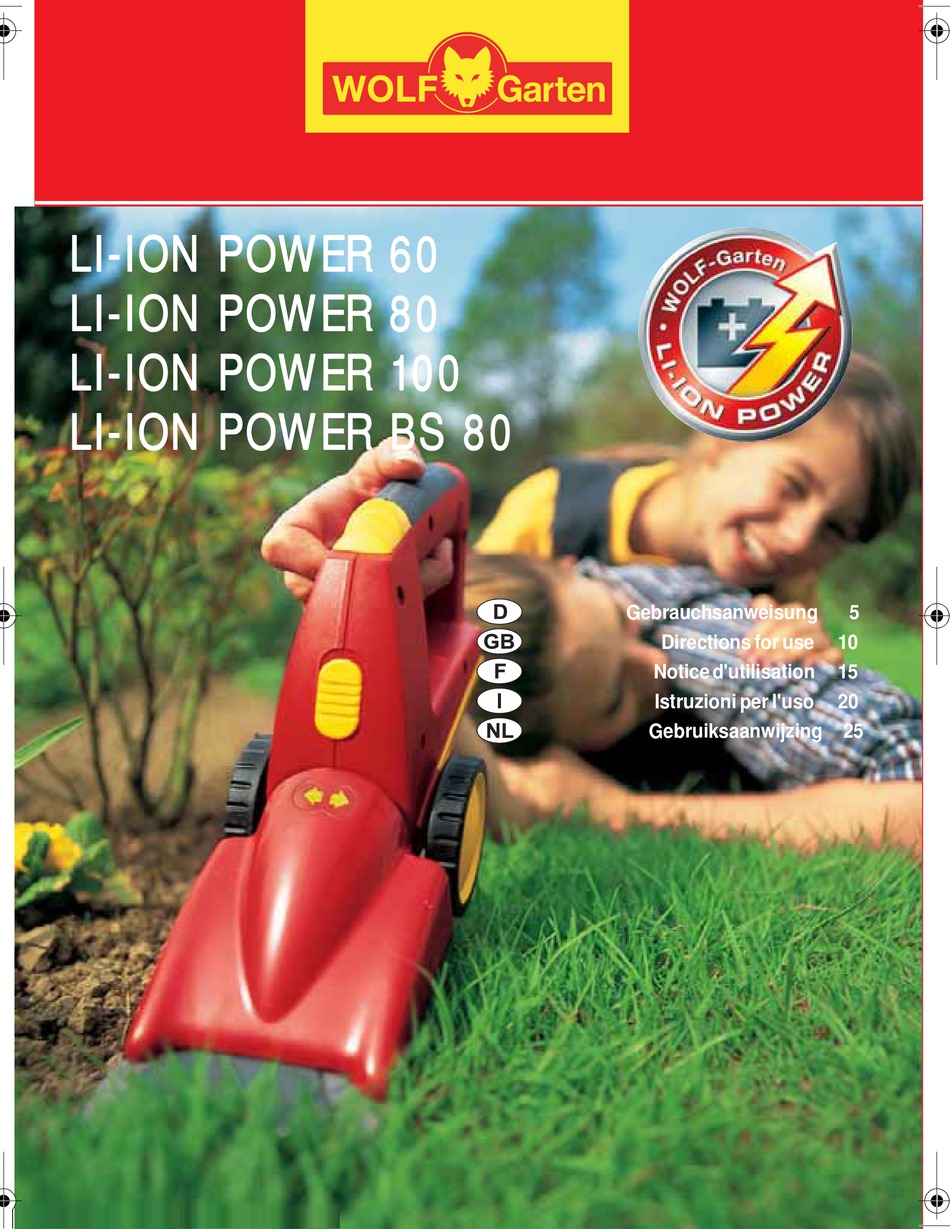 WOLF GARTEN LI ION POWER 60 DIRECTIONS FOR USE MANUAL Pdf Download ManualsLib