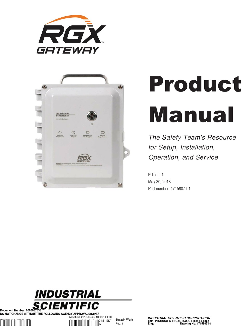 INDUSTRIAL SCIENTIFIC RGX GATEWAY PRODUCT MANUAL ManualsLib