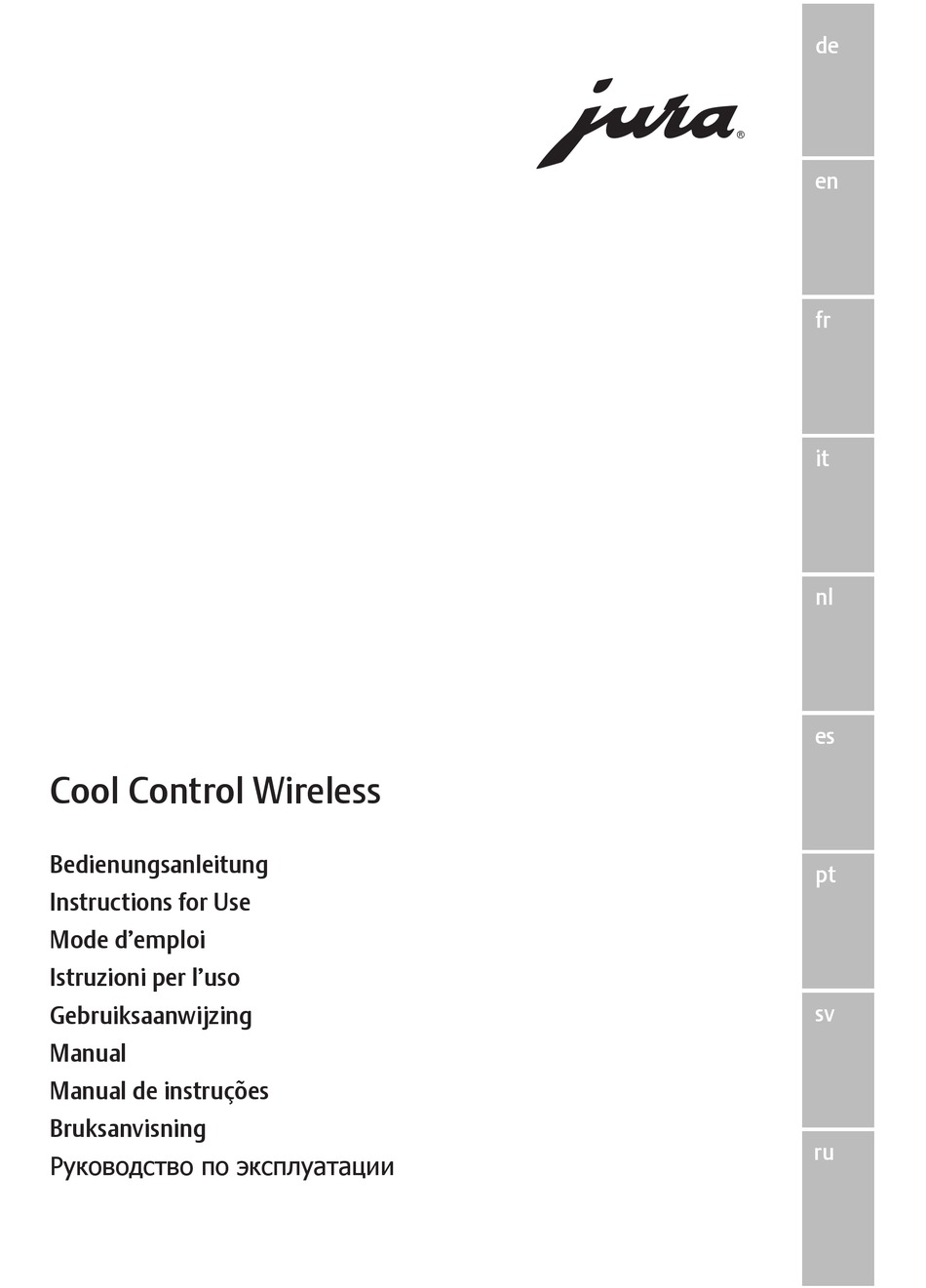 JURA COOL CONTROL WIRELESS COFFEE MAKER INSTRUCTIONS FOR USE MANUAL