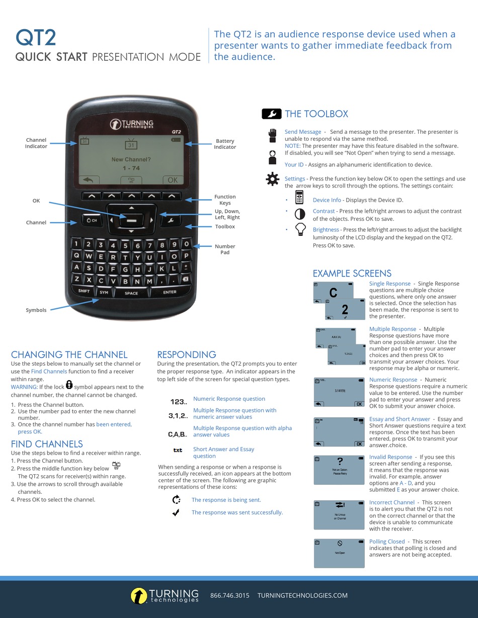 TURNING TECHNOLOGIES QT2 DIGITAL PRESENTER QUICK START ManualsLib